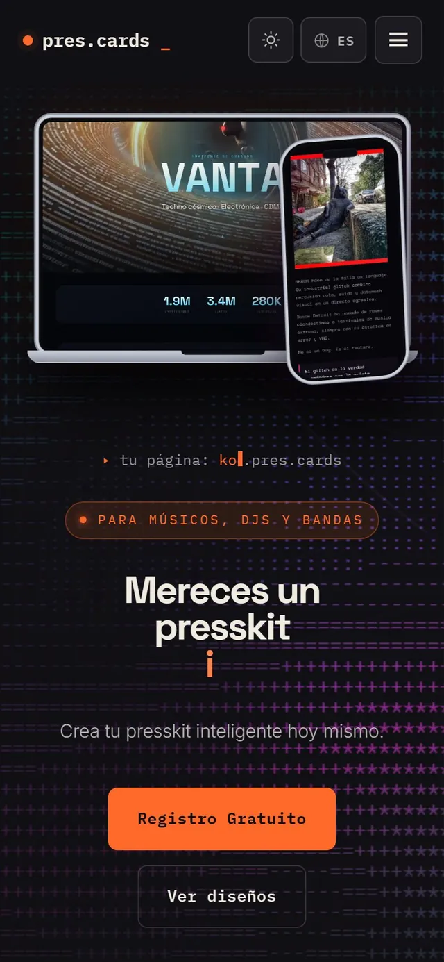 pres.cards — Móvil